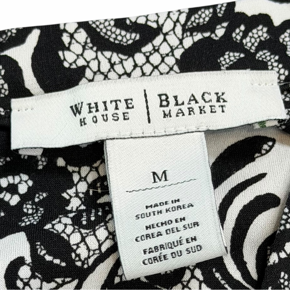White House Black Market White & Black Floral Faux Lace Keyhole Tank - Medium - Picture 9 of 15